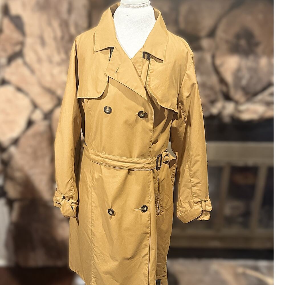 NWT Ava & Viv Camel Double-Breasted Trench Coat Rain Jacket - Plus Size 2X